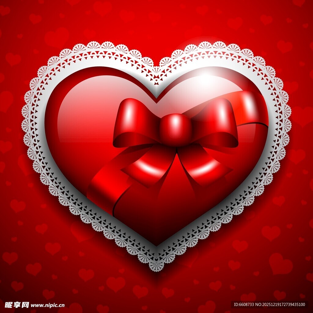 红心配蝴蝶结浪漫装饰