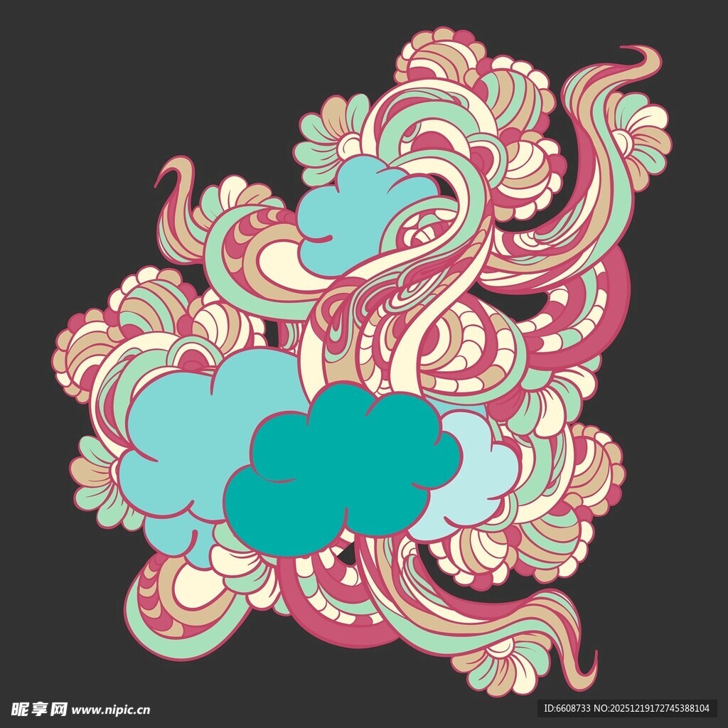 多彩云纹抽象艺术图案