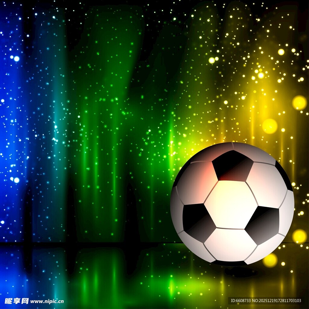 炫彩背景下的足球