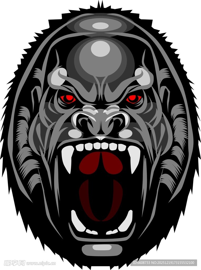 怒吼的凶猛大猩猩形象