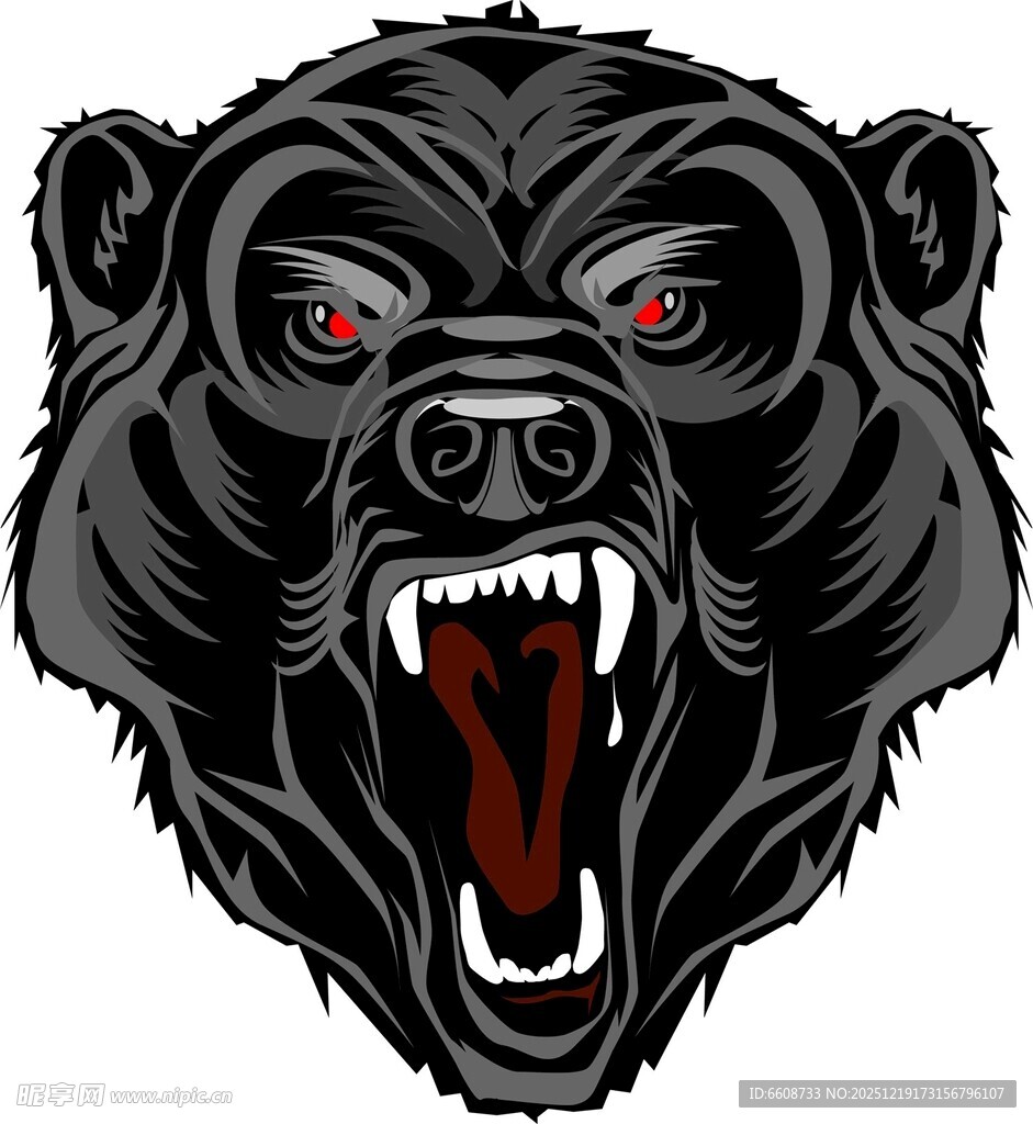 咆哮的黑熊头