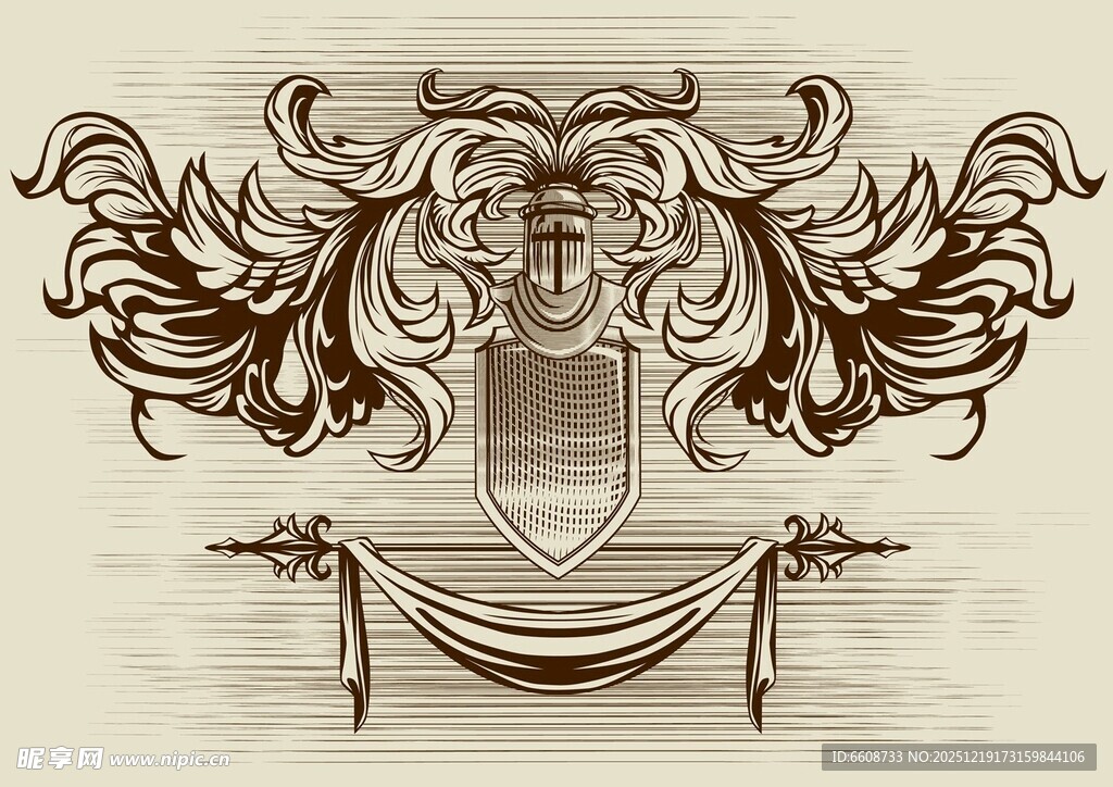 复古华丽盾牌装饰图案