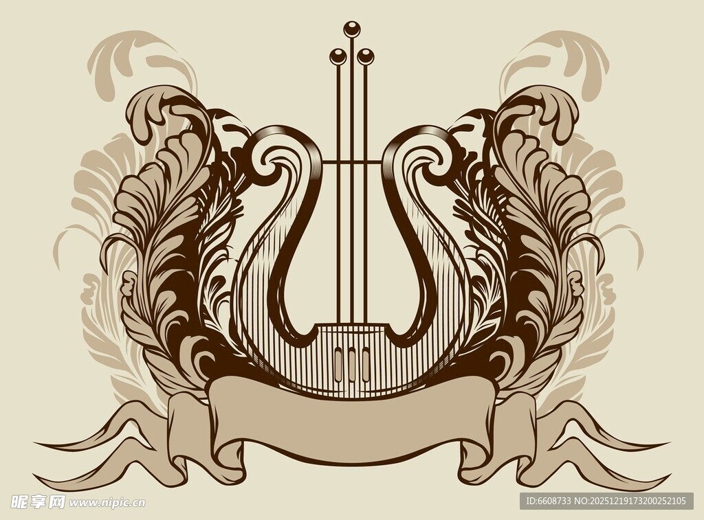古典竖琴装饰图案