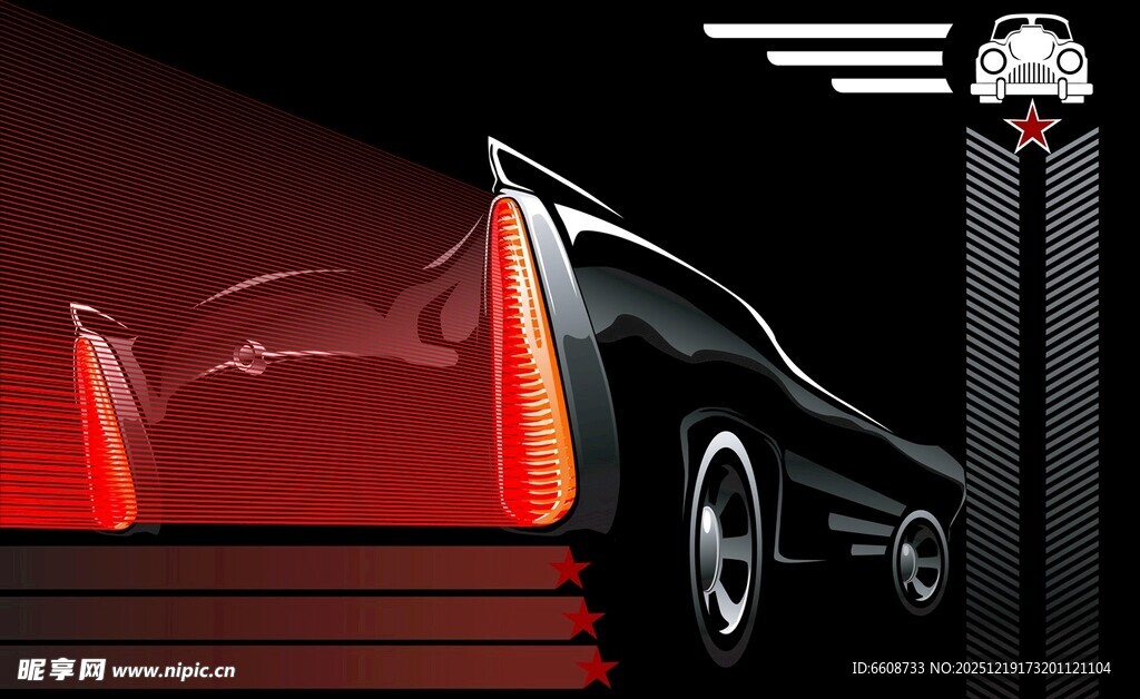 炫酷黑车尾部特写