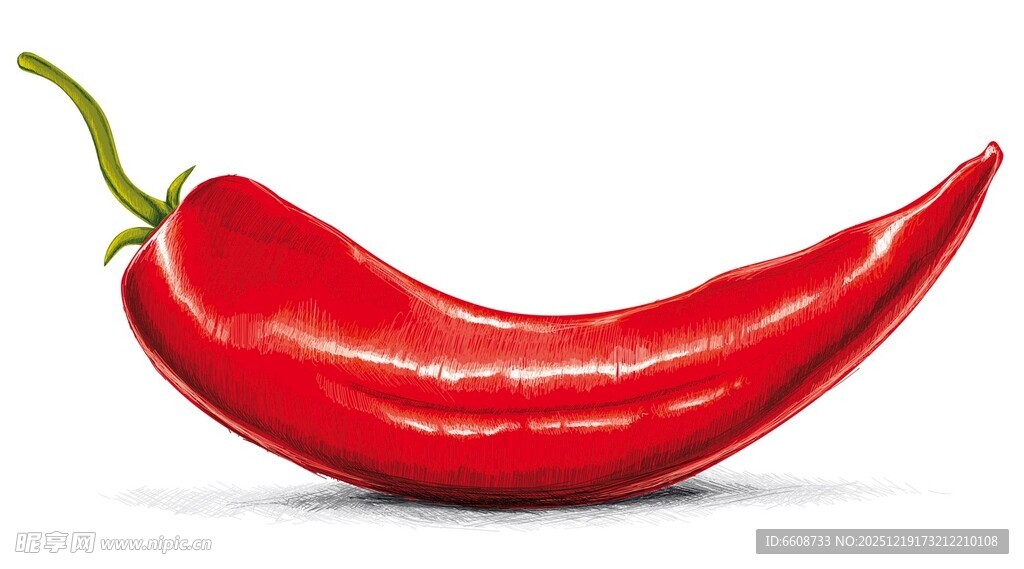 鲜红弯曲辣椒特写