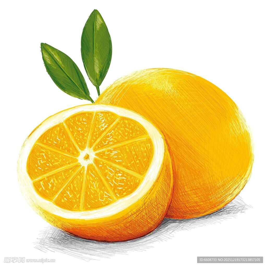 新鲜橙子饱满多汁诱人