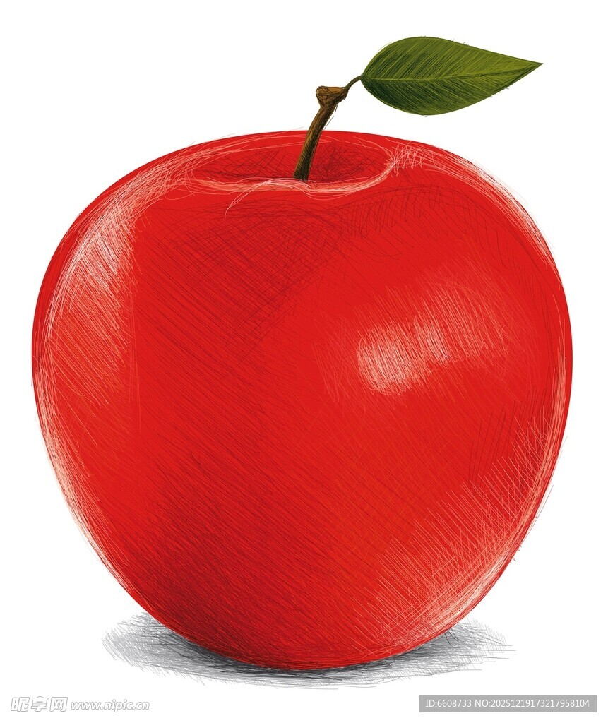 鲜红饱满的单个苹果