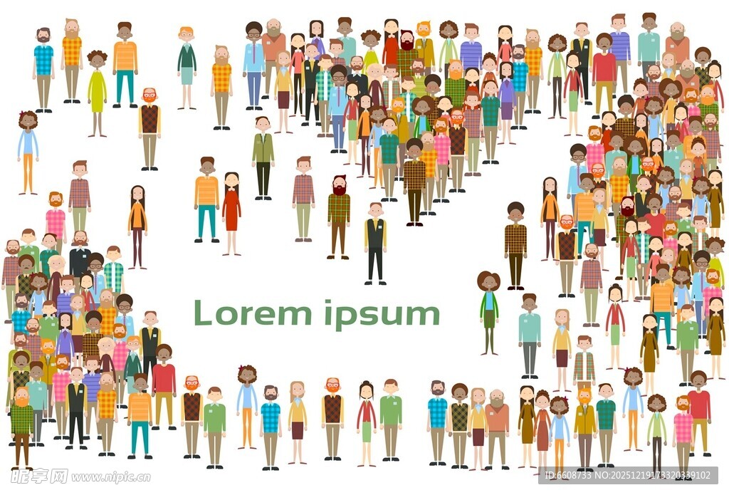 多样人群汇聚的热闹场景