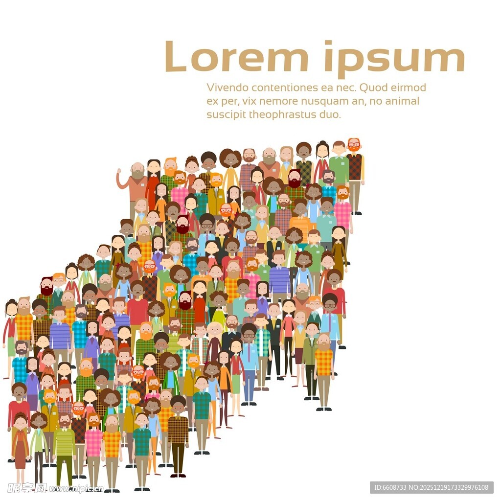人群汇聚多彩形象集合