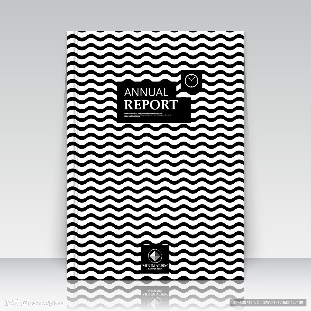 黑白波浪纹封面设计模板