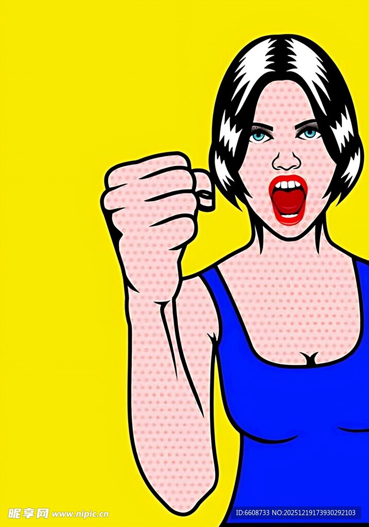 愤怒女性握拳呐喊