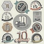 复古周年纪念徽章设计元素