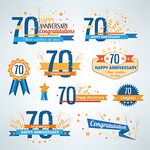 70周年庆祝标识元素集合