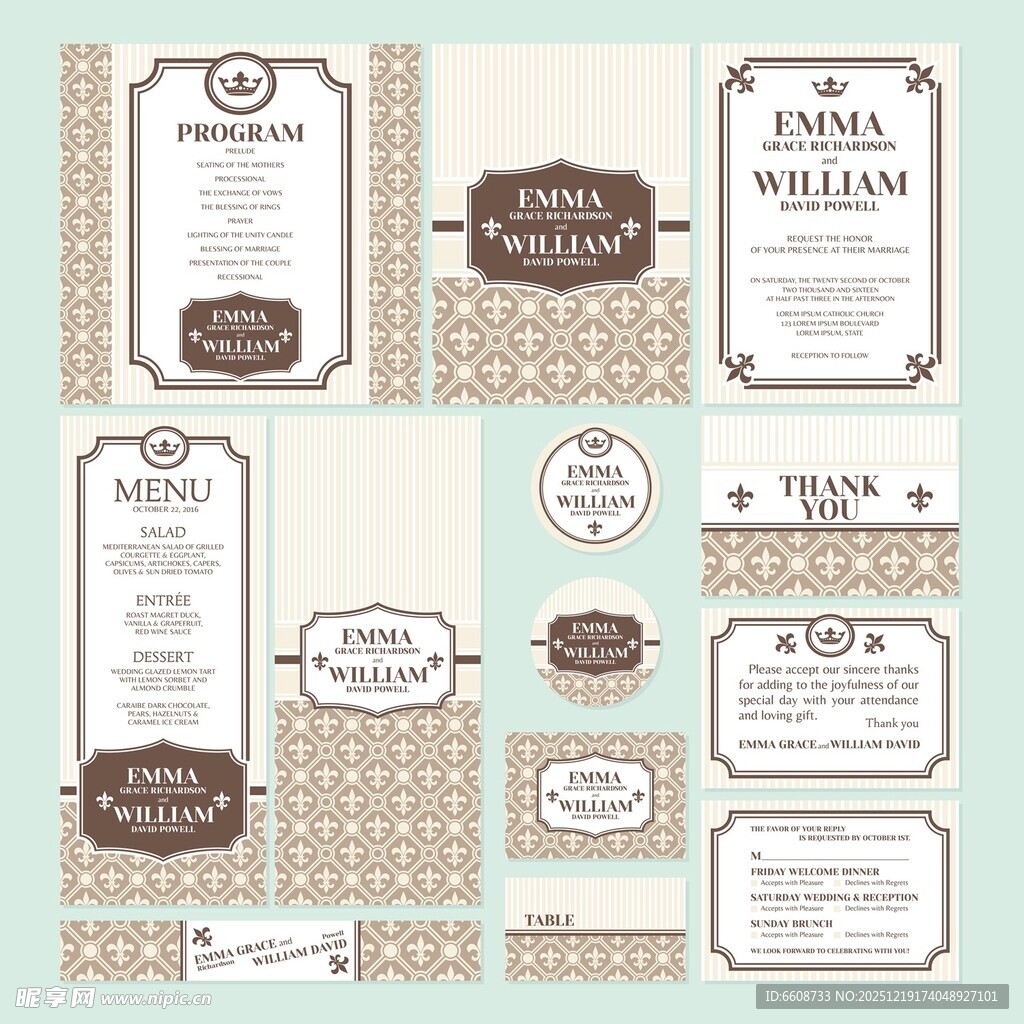 复古风格婚礼邀请函设计