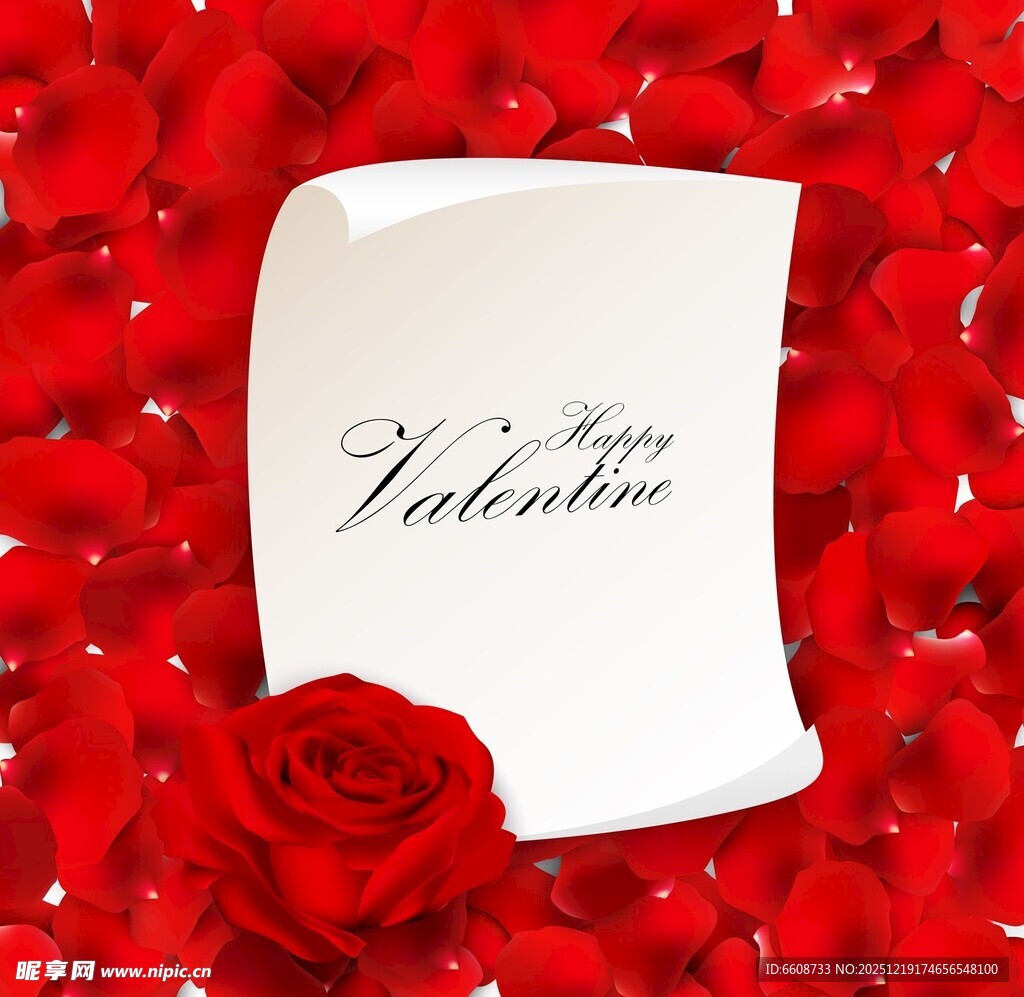 情人节浪漫信纸与玫瑰
