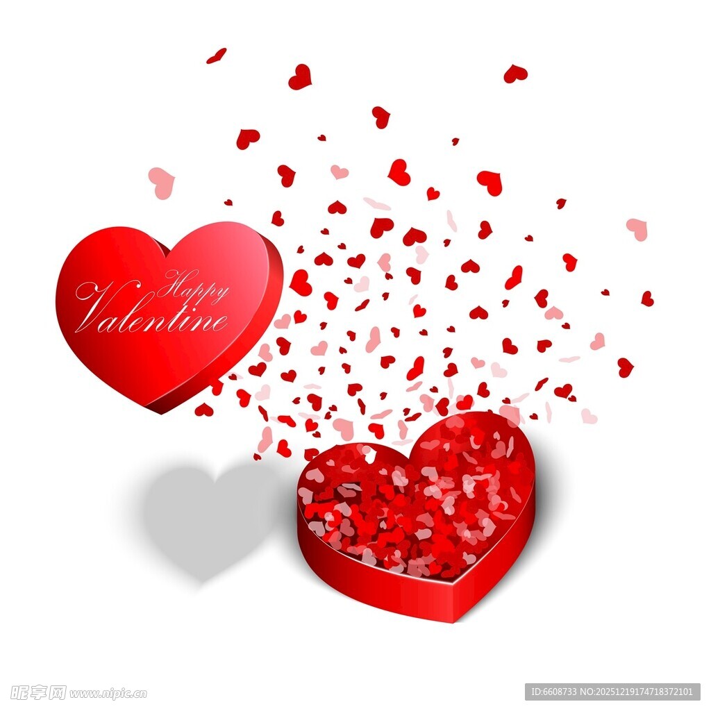 爱心巧克力与散落爱心