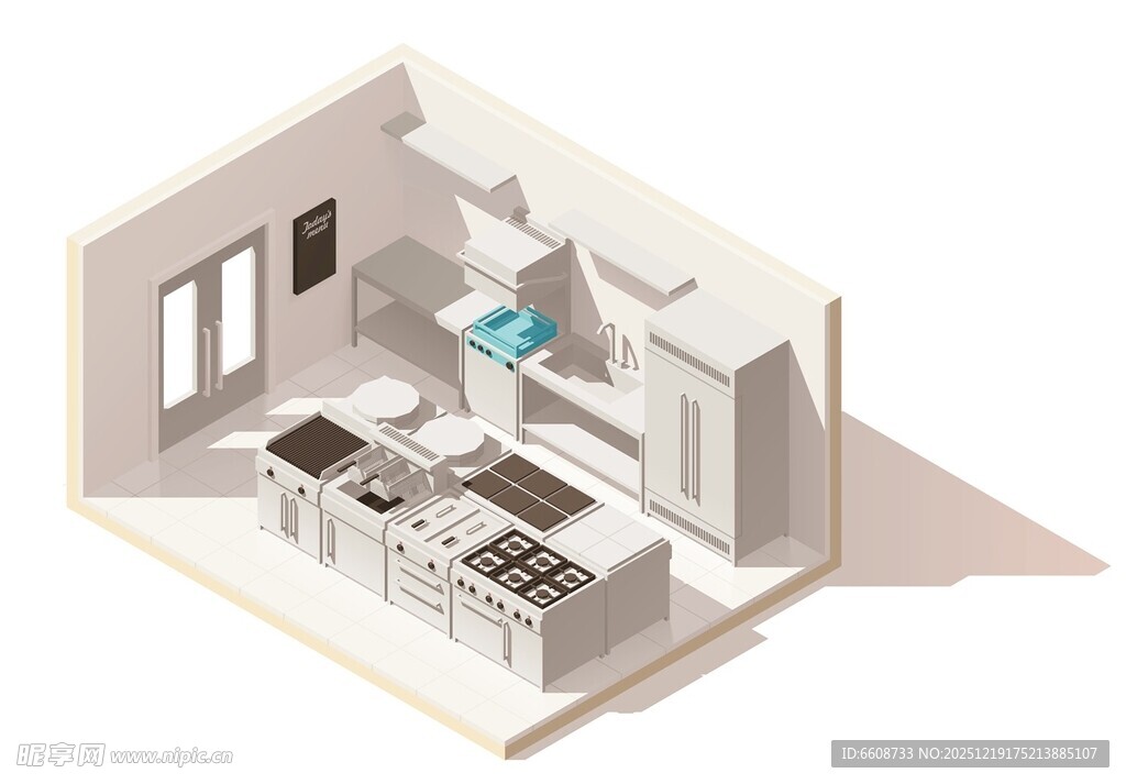 现代简约风格厨房3D模型