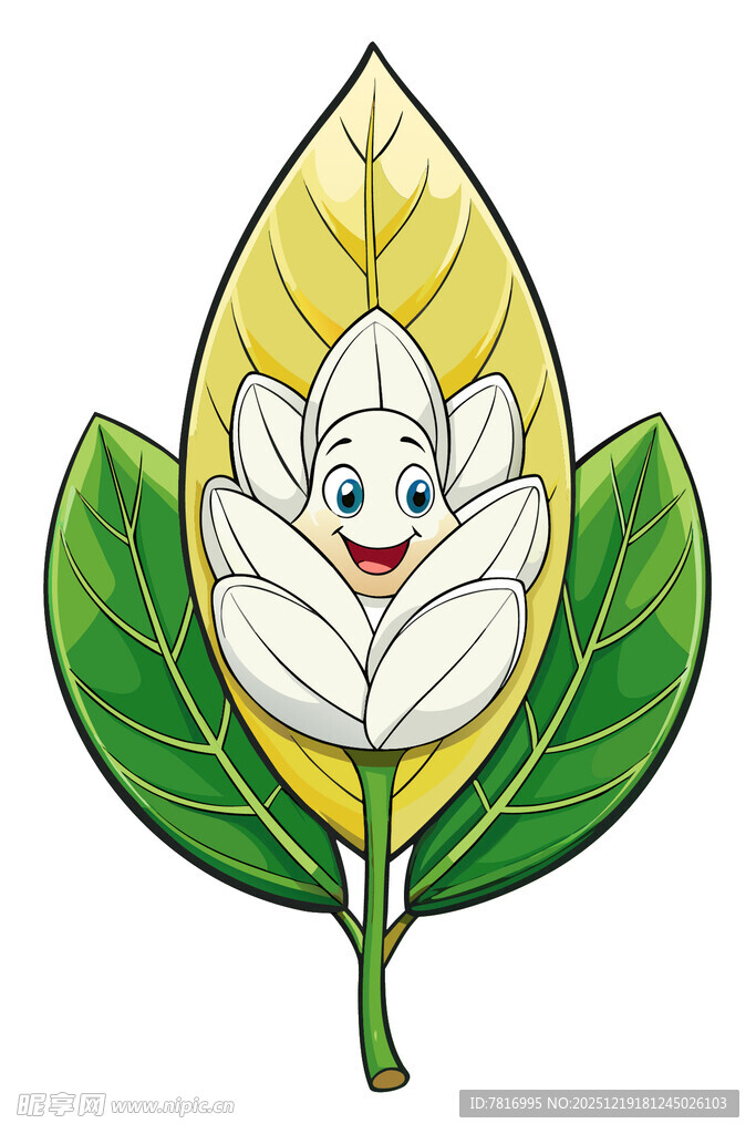 叶中藏花卡通形象