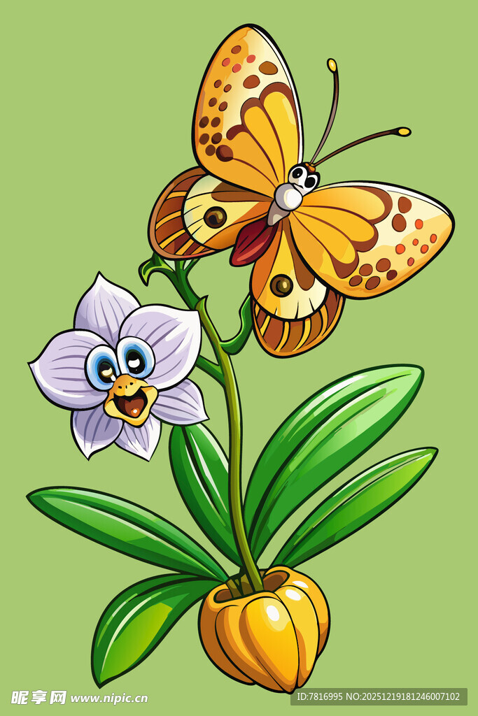 蝴蝶与兰花的美妙邂逅