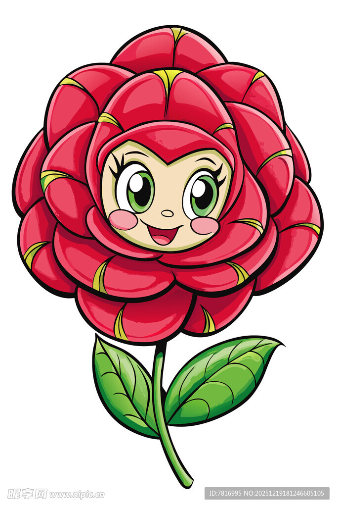 可爱拟人化红玫瑰花朵