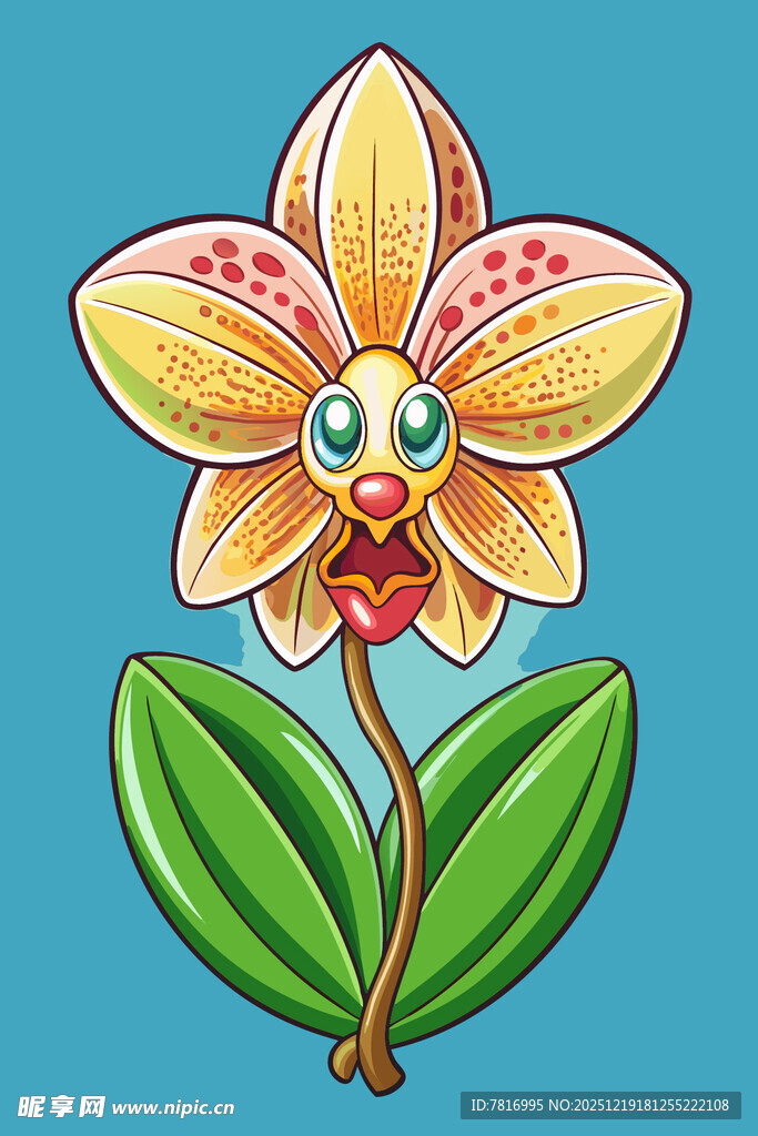 可爱卡通兰花插画