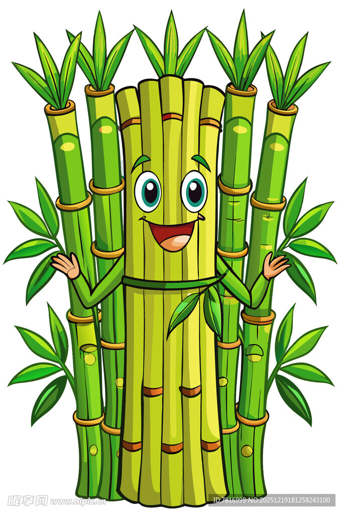 可爱拟人化竹子卡通形象