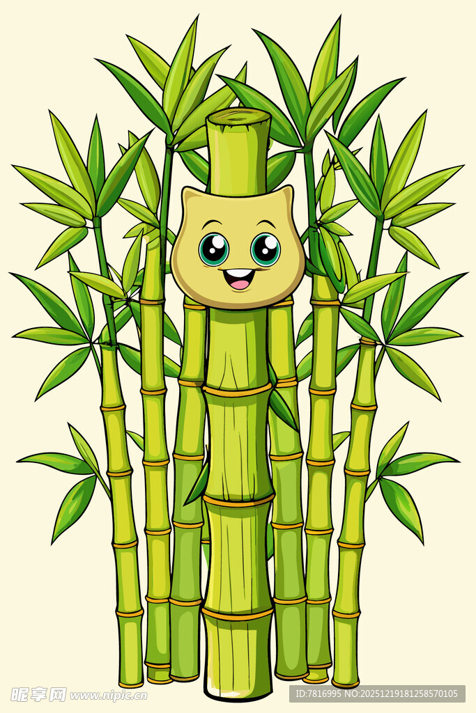 竹间萌态熊猫卡通形象