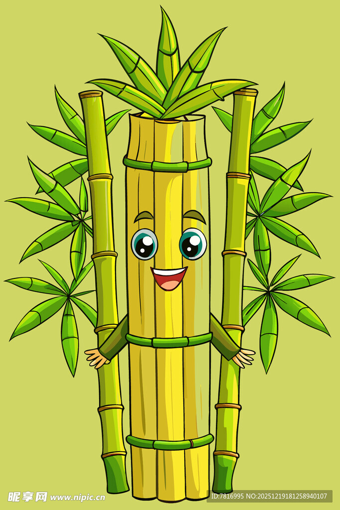 可爱拟人化竹子卡通形象