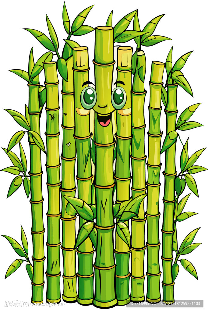 翠绿竹林插画