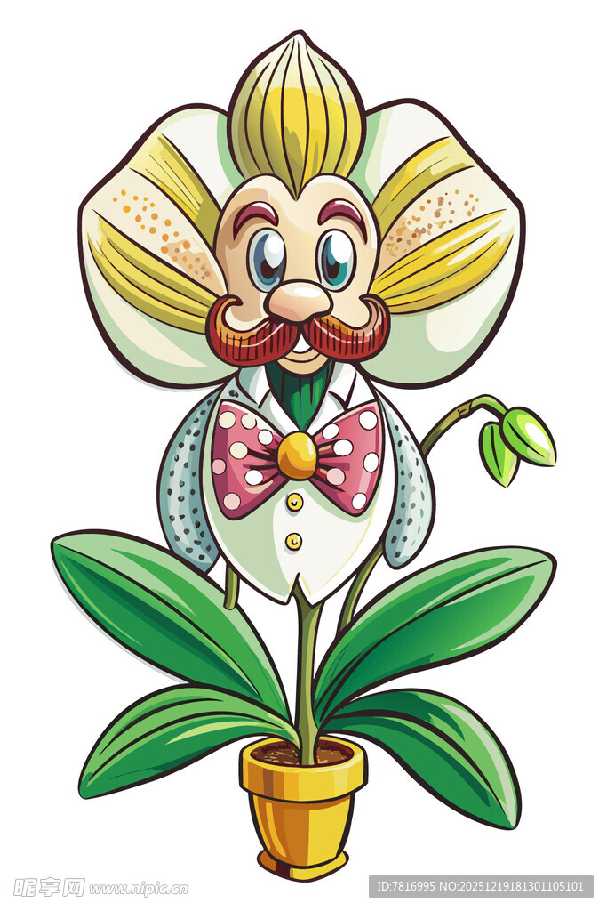 卡通兰花人偶盆栽