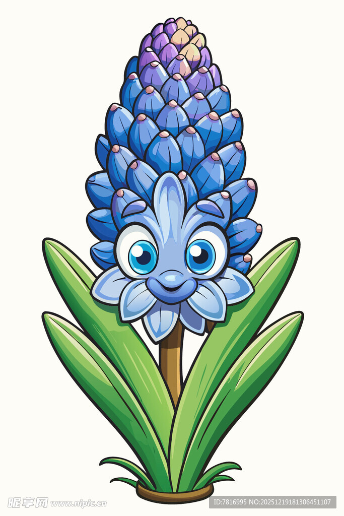 可爱风蓝色风信子卡通形象