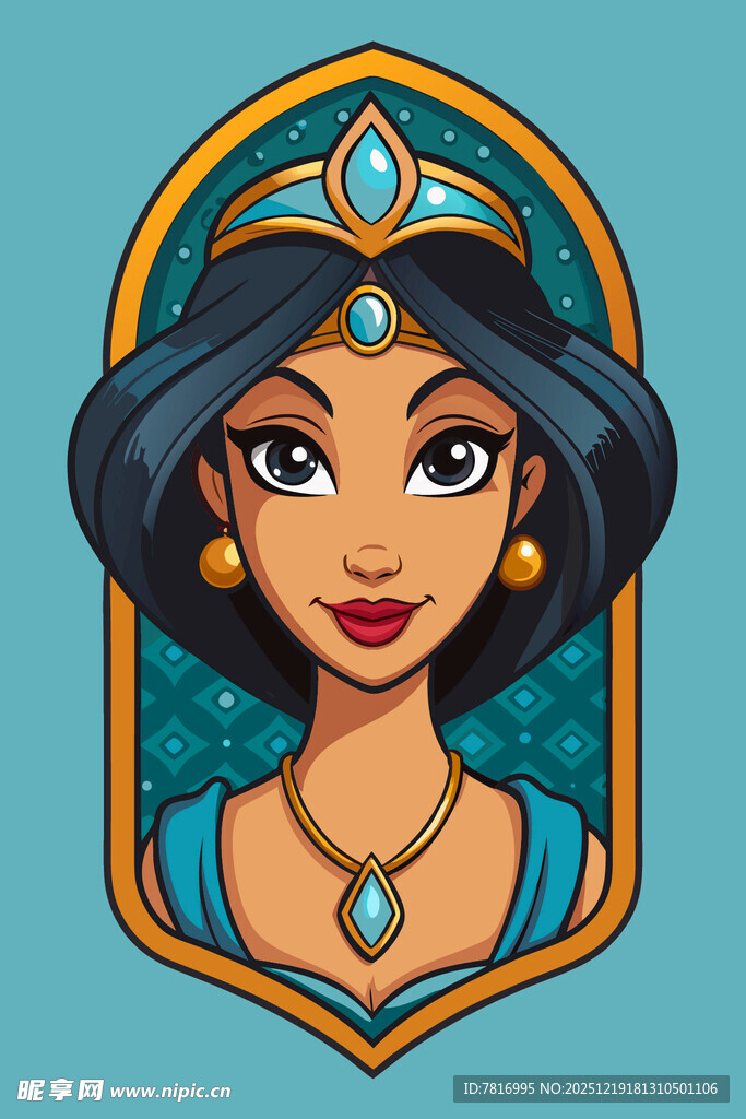 迪士尼公主茉莉插画形象