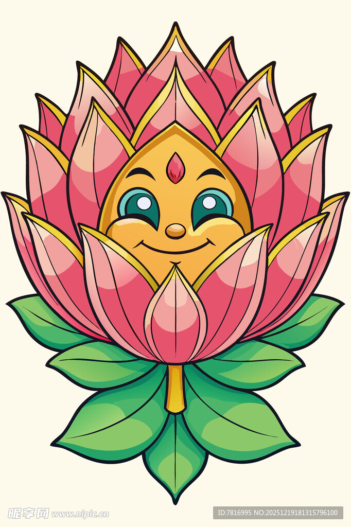 可爱莲花卡通形象