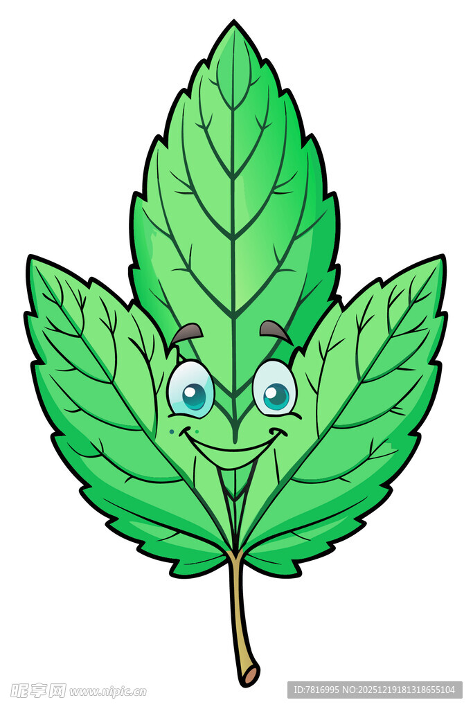 可爱笑脸枫叶卡通形象