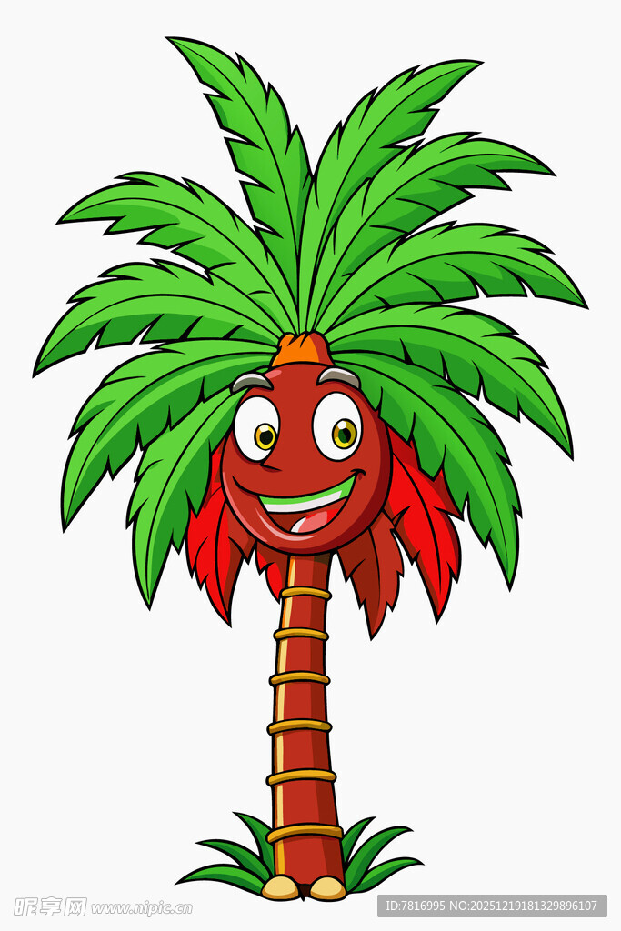 卡通笑脸椰子树形象