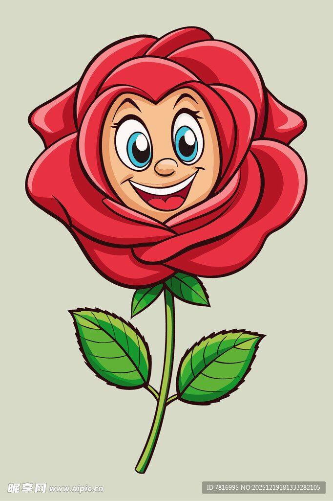 笑脸玫瑰卡通形象
