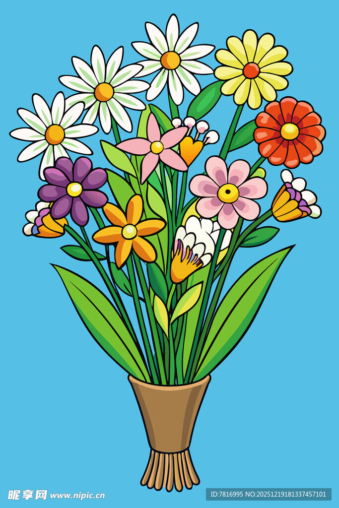 多彩花束插画