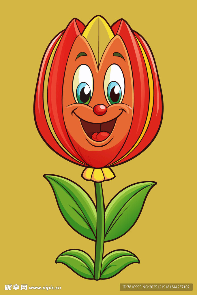 笑脸郁金香插画