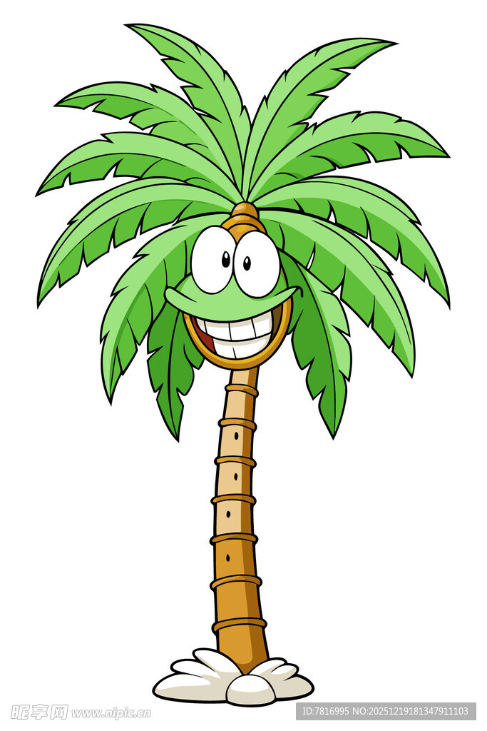 卡通笑脸棕榈树