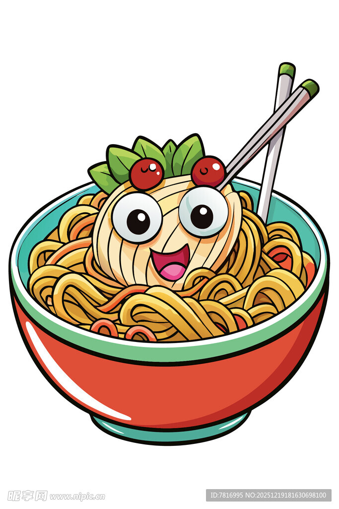 可爱卡通面条碗形象