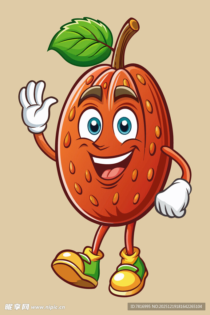 可爱草莓卡通形象打招呼