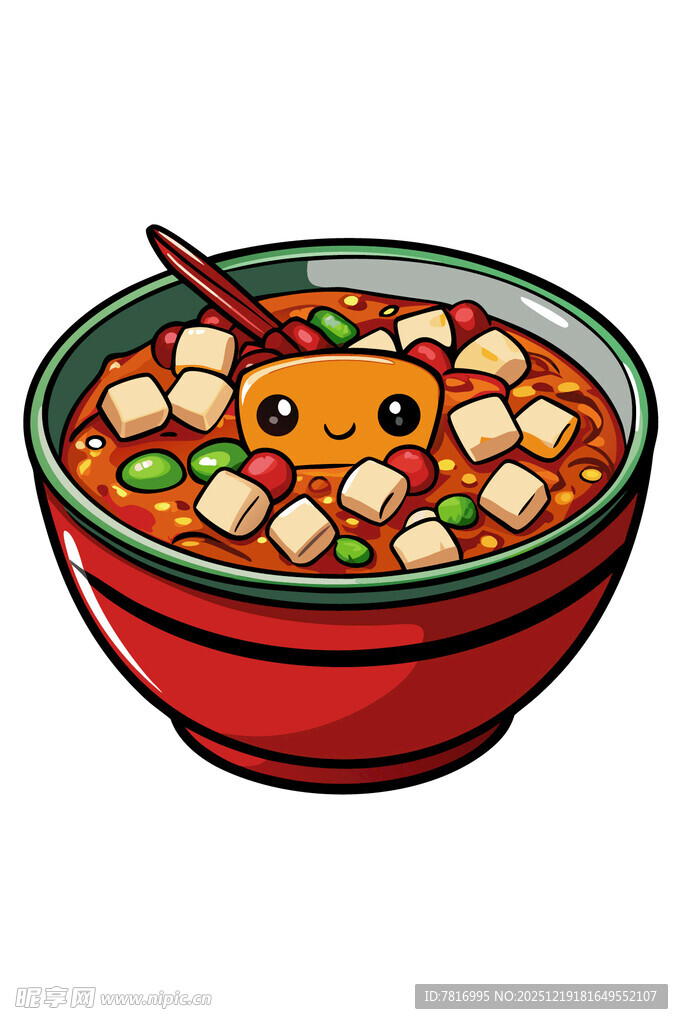 卡通笑脸豆腐汤碗