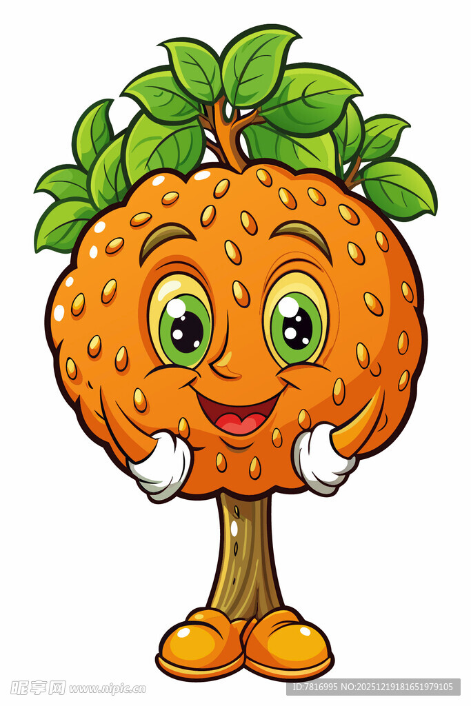 可爱拟人化橘子卡通形象