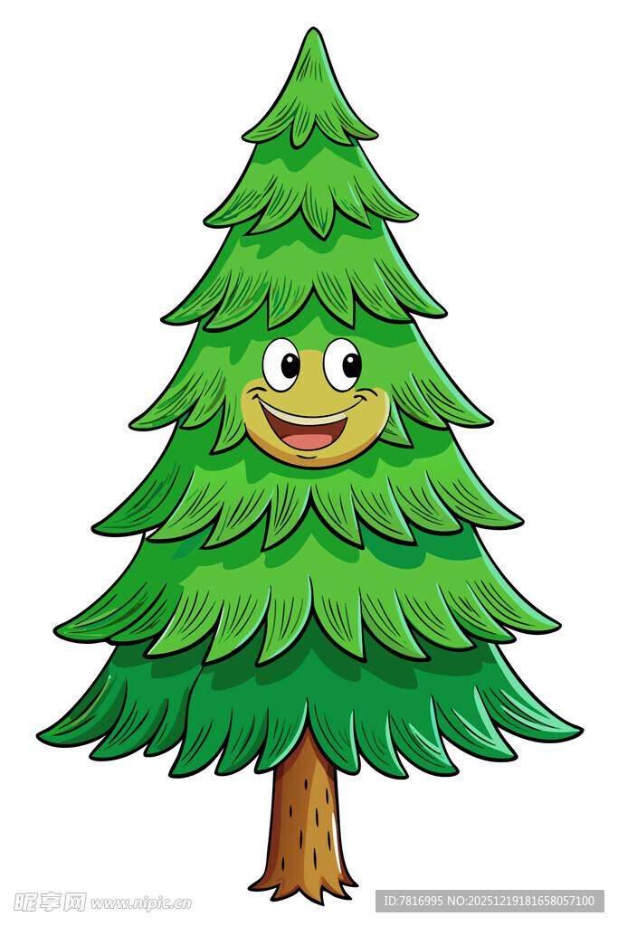 可爱笑脸圣诞树形象
