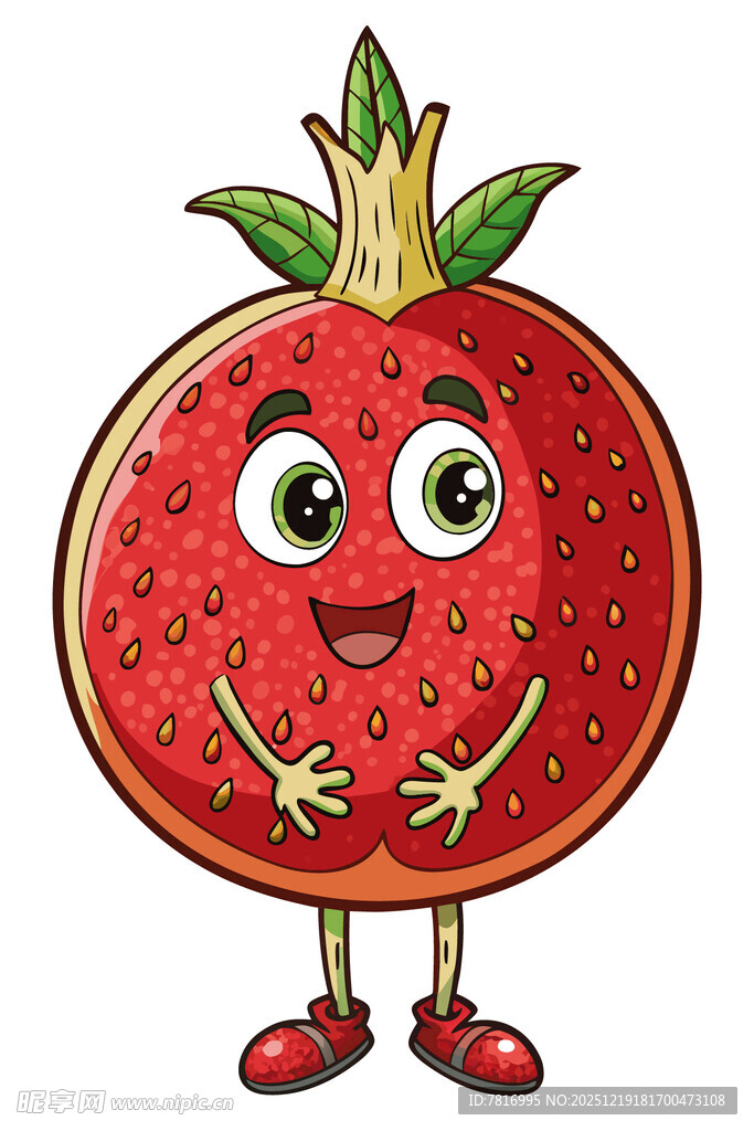 可爱拟人化石榴卡通形象