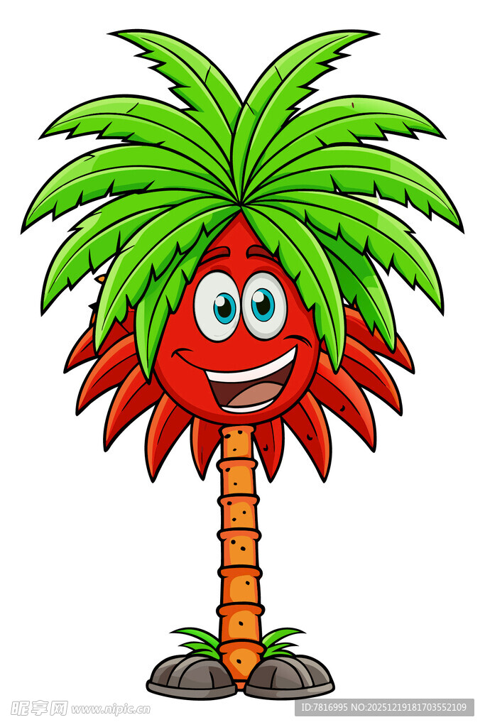 卡通笑脸棕榈树形象