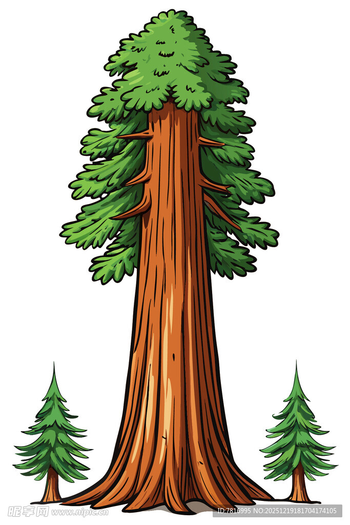 高大红杉树与周边小树