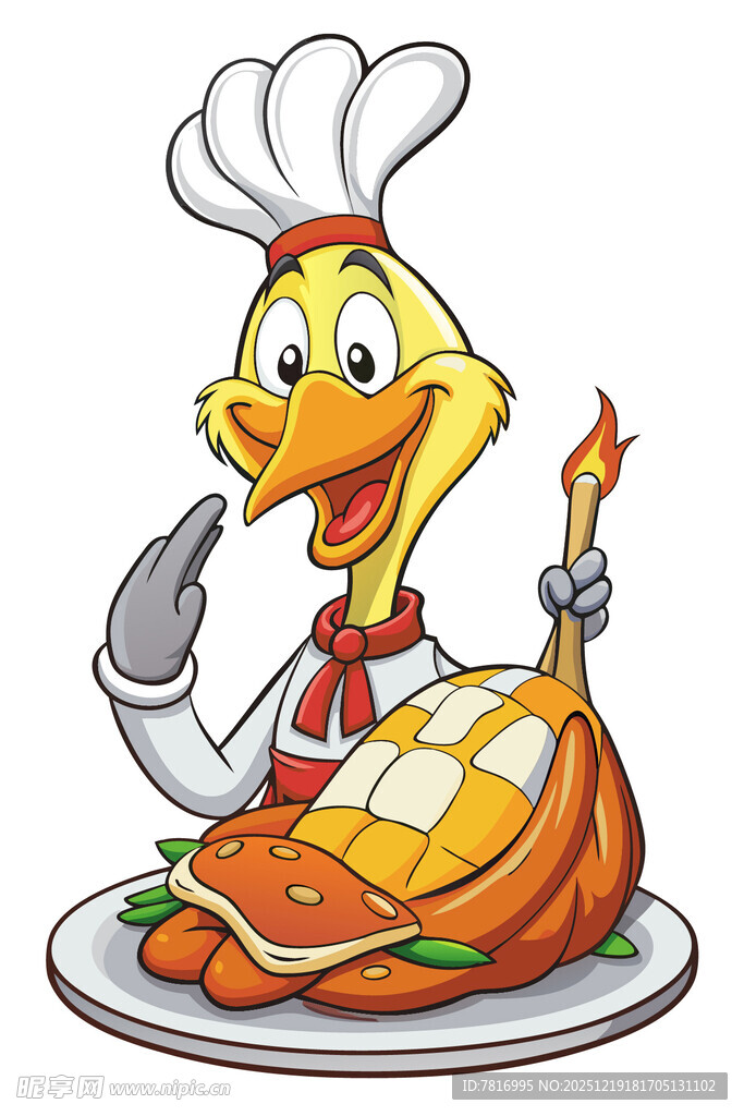 欢乐小鸡大厨展示美味烤肉