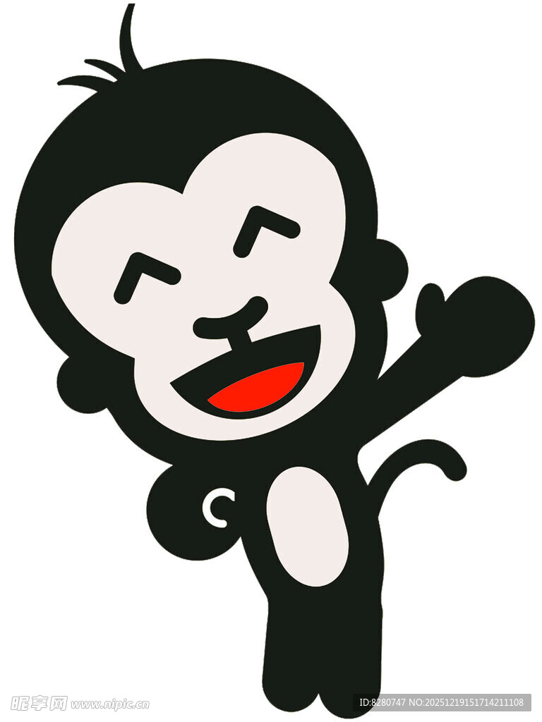 可爱卡通小猴挥手示意图