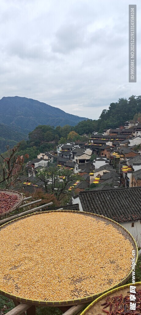 江西婺源乡村晒谷场景